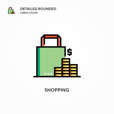 Alışveriş vektörü ikonu. Modern vektör illüstrasyon kavramları. Düzenlemesi ve kişiselleştirmesi kolay.