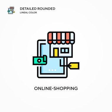 Çevrimiçi alışveriş vektör simgesi. Modern vektör illüstrasyon kavramları. Düzenlemesi ve kişiselleştirmesi kolay.