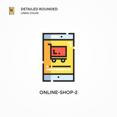 Çevrimiçi-shop-2 vektör simgesi. Modern vektör illüstrasyon kavramları. Düzenlemesi ve kişiselleştirmesi kolay.