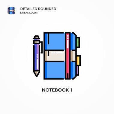 Not Defteri-1 vektör simgesi. Modern vektör illüstrasyon kavramları. Düzenlemesi ve kişiselleştirmesi kolay.