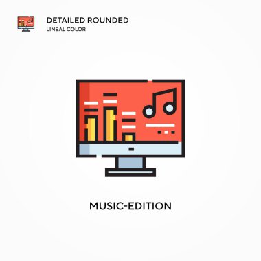 Müzik sürümü vektör simgesi. Modern vektör illüstrasyon kavramları. Düzenlemesi ve kişiselleştirmesi kolay.