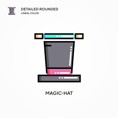 Sihirli şapka vektör simgesi. Modern vektör illüstrasyon kavramları. Düzenlemesi ve kişiselleştirmesi kolay.