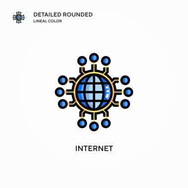 İnternet vektör simgesi. Modern vektör illüstrasyon kavramları. Düzenlemesi ve kişiselleştirmesi kolay.