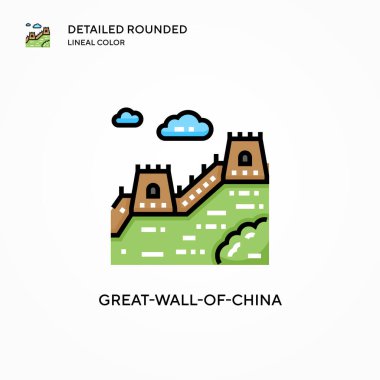 Çin Seddi vektör ikonu. Modern vektör illüstrasyon kavramları. Düzenlemesi ve kişiselleştirmesi kolay.