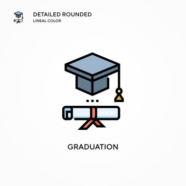 Mezuniyet vektör simgesi. Modern vektör illüstrasyon kavramları. Düzenlemesi ve kişiselleştirmesi kolay.