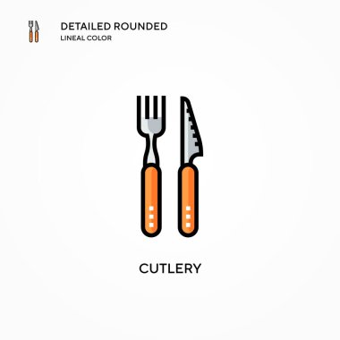 Çatal bıçak vektör simgesi. Modern vektör illüstrasyon kavramları. Düzenlemesi ve kişiselleştirmesi kolay.