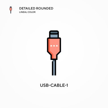 Usb-kablo-1 vektör simgesi. Modern vektör illüstrasyon kavramları. Düzenlemesi ve kişiselleştirmesi kolay.