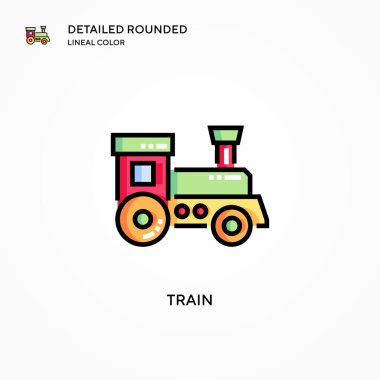Tren vektör simgesi. Modern vektör illüstrasyon kavramları. Düzenlemesi ve kişiselleştirmesi kolay.