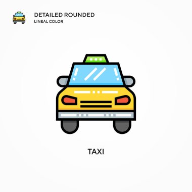 Taksi vektör simgesi. Modern vektör illüstrasyon kavramları. Düzenlemesi ve kişiselleştirmesi kolay.