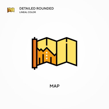 Harita vektör simgesi. Modern vektör illüstrasyon kavramları. Düzenlemesi ve kişiselleştirmesi kolay.