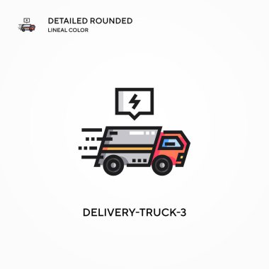Teslimat kamyonu-3 vektör ikonu. Modern vektör illüstrasyon kavramları. Düzenlemesi ve kişiselleştirmesi kolay.