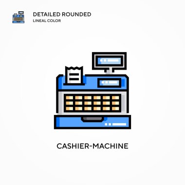 Kasiyer-makine vektör simgesi. Modern vektör illüstrasyon kavramları. Düzenlemesi ve kişiselleştirmesi kolay.
