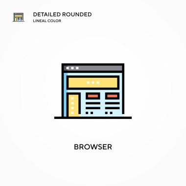 Tarayıcı vektör simgesi. Modern vektör illüstrasyon kavramları. Düzenlemesi ve kişiselleştirmesi kolay.