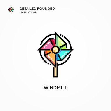 Yel değirmeni ikonu. Modern vektör illüstrasyon kavramları. Düzenlemesi ve kişiselleştirmesi kolay.