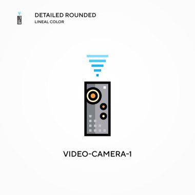 Video kamera-1 vektör simgesi. Modern vektör illüstrasyon kavramları. Düzenlemesi ve kişiselleştirmesi kolay.