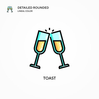 Tost vektörü simgesi. Modern vektör illüstrasyon kavramları. Düzenlemesi ve kişiselleştirmesi kolay.