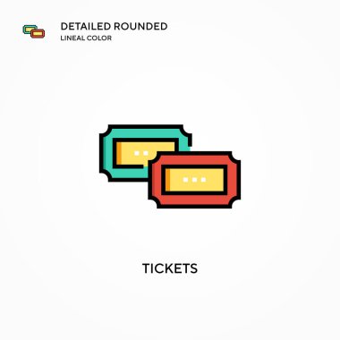 Biletler vektör simgesi. Modern vektör illüstrasyon kavramları. Düzenlemesi ve kişiselleştirmesi kolay.