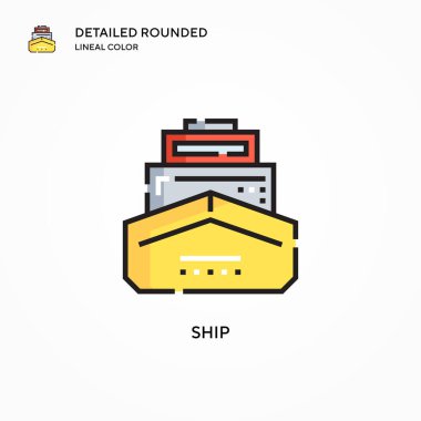 Gemi vektör simgesi. Modern vektör illüstrasyon kavramları. Düzenlemesi ve kişiselleştirmesi kolay.