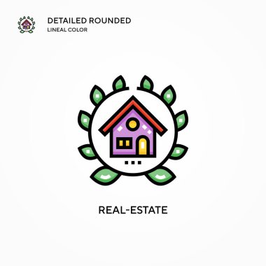 Emlak vektör simgesi. Modern vektör illüstrasyon kavramları. Düzenlemesi ve kişiselleştirmesi kolay.