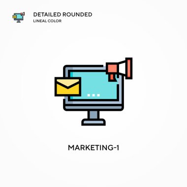 Pazarlama-1 vektör simgesi. Modern vektör illüstrasyon kavramları. Düzenlemesi ve kişiselleştirmesi kolay.