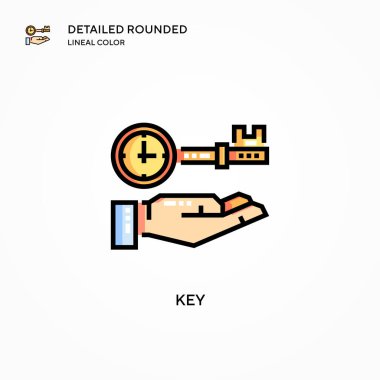 Anahtar vektör simgesi. Modern vektör illüstrasyon kavramları. Düzenlemesi ve kişiselleştirmesi kolay.