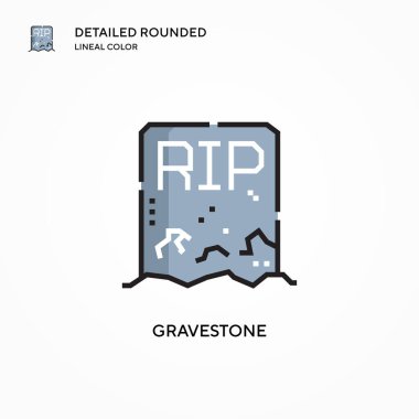 Mezar taşı vektör simgesi. Modern vektör illüstrasyon kavramları. Düzenlemesi ve kişiselleştirmesi kolay.