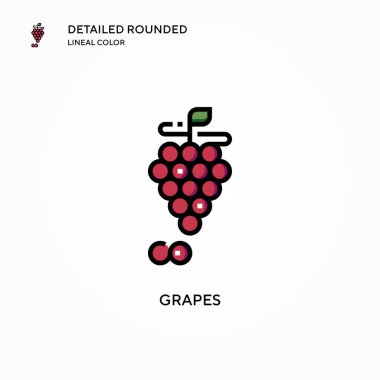 Üzüm vektör simgesi. Modern vektör illüstrasyon kavramları. Düzenlemesi ve kişiselleştirmesi kolay.