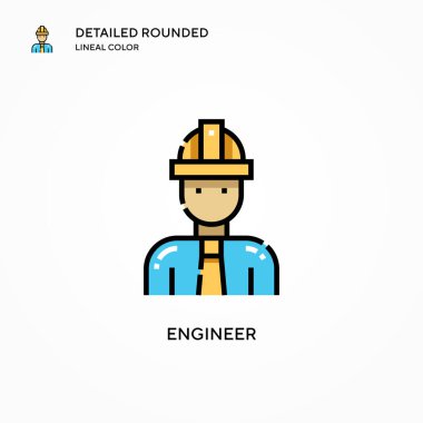 Mühendis vektör simgesi. Modern vektör illüstrasyon kavramları. Düzenlemesi ve kişiselleştirmesi kolay.
