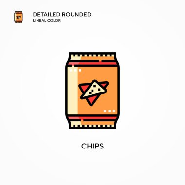 Çip vektör simgesi. Modern vektör illüstrasyon kavramları. Düzenlemesi ve kişiselleştirmesi kolay.