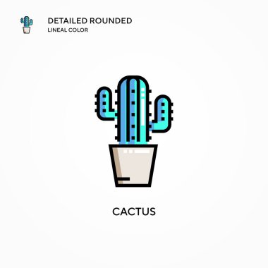 Kaktüs vektör simgesi. Modern vektör illüstrasyon kavramları. Düzenlemesi ve kişiselleştirmesi kolay.