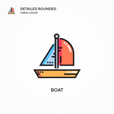 Tekne vektör simgesi. Modern vektör illüstrasyon kavramları. Düzenlemesi ve kişiselleştirmesi kolay.