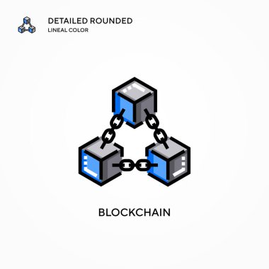 Blockchain vektör simgesi. Modern vektör illüstrasyon kavramları. Düzenlemesi ve kişiselleştirmesi kolay.