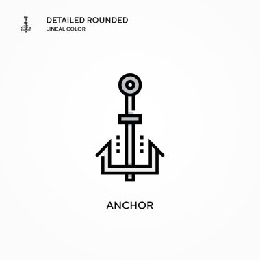 Çapa vektör simgesi. Modern vektör illüstrasyon kavramları. Düzenlemesi ve kişiselleştirmesi kolay.