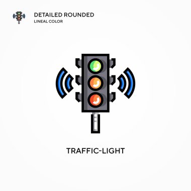 Trafik ışığı vektör simgesi. Modern vektör illüstrasyon kavramları. Düzenlemesi ve kişiselleştirmesi kolay.