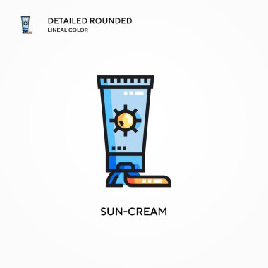 Güneş kremi vektör simgesi. Modern vektör illüstrasyon kavramları. Düzenlemesi ve kişiselleştirmesi kolay.