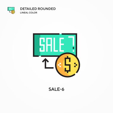 Satış-6 vektör ikonu. Modern vektör illüstrasyon kavramları. Düzenlemesi ve kişiselleştirmesi kolay.