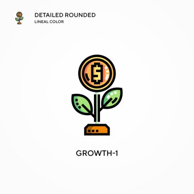 Büyüme-1 vektör simgesi. Modern vektör illüstrasyon kavramları. Düzenlemesi ve kişiselleştirmesi kolay.