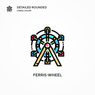 Dönme dolap vektör ikonu. Modern vektör illüstrasyon kavramları. Düzenlemesi ve kişiselleştirmesi kolay.