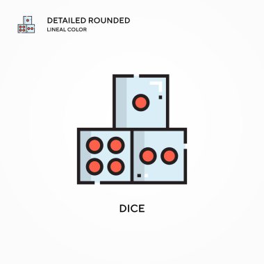 Dice vektör simgesi. Modern vektör illüstrasyon kavramları. Düzenlemesi ve kişiselleştirmesi kolay.