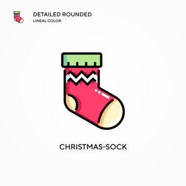 Noel çorabı vektör ikonu. Modern vektör illüstrasyon kavramları. Düzenlemesi ve kişiselleştirmesi kolay.