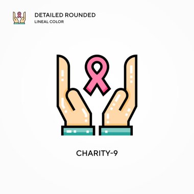 Charity-9 vektör simgesi. Modern vektör illüstrasyon kavramları. Düzenlemesi ve kişiselleştirmesi kolay.