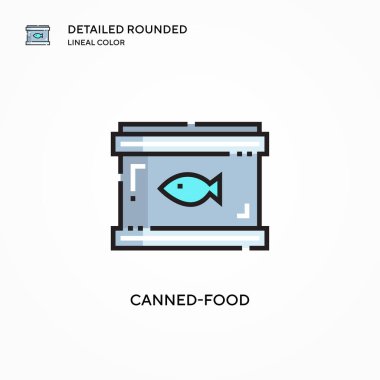 Konserve yiyecek vektör simgesi. Modern vektör illüstrasyon kavramları. Düzenlemesi ve kişiselleştirmesi kolay.