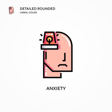 Anksiyete vektör simgesi. Modern vektör illüstrasyon kavramları. Düzenlemesi ve kişiselleştirmesi kolay.