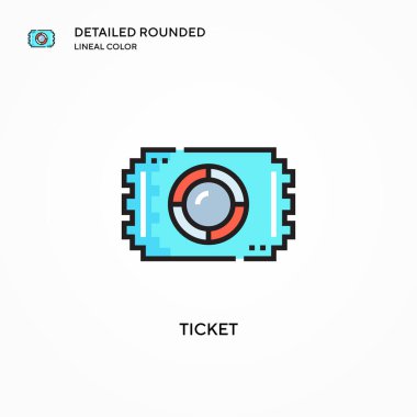 Bilet vektör simgesi. Modern vektör illüstrasyon kavramları. Düzenlemesi ve kişiselleştirmesi kolay.