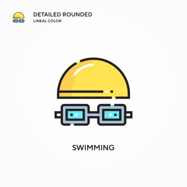 Yüzme vektör simgesi. Modern vektör illüstrasyon kavramları. Düzenlemesi ve kişiselleştirmesi kolay.