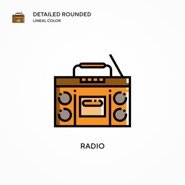Radyo vektör simgesi. Modern vektör illüstrasyon kavramları. Düzenlemesi ve kişiselleştirmesi kolay.