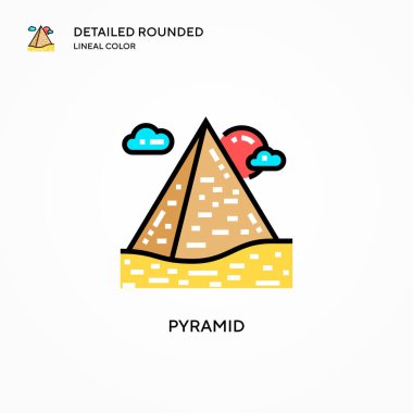 Piramit vektör simgesi. Modern vektör illüstrasyon kavramları. Düzenlemesi ve kişiselleştirmesi kolay.