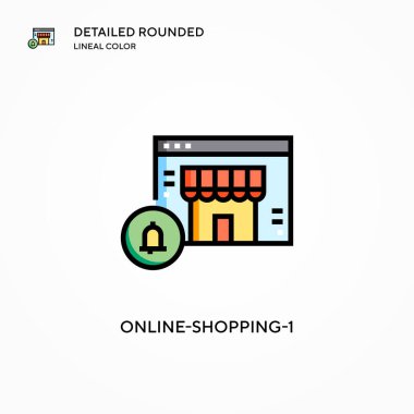 Çevrimiçi alışveriş-1 vektör simgesi. Modern vektör illüstrasyon kavramları. Düzenlemesi ve kişiselleştirmesi kolay.