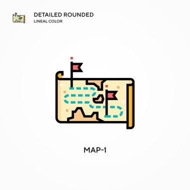 Harita-1 vektör simgesi. Modern vektör illüstrasyon kavramları. Düzenlemesi ve kişiselleştirmesi kolay.