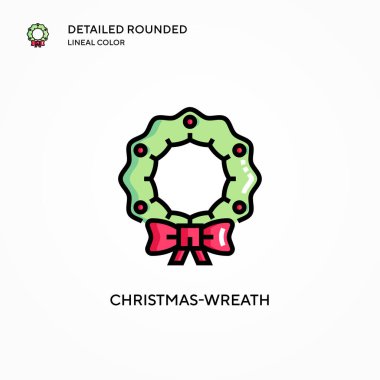 Noel çelengi vektör simgesi. Modern vektör illüstrasyon kavramları. Düzenlemesi ve kişiselleştirmesi kolay.